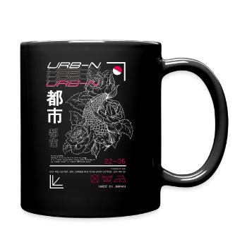 Japanischer Art Style Koi Fisch Urban - Tasse einfarbig - Schwarz - Rechts