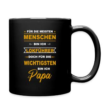 Lokführer Zugführer Eisenbahn Zug Tram Papa Vater - Tasse einfarbig - Schwarz - Rechts