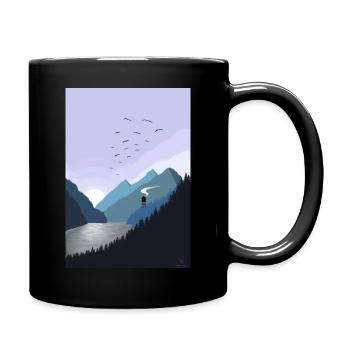 Lac au coucher du soleil - Mug uni - noir - Droite