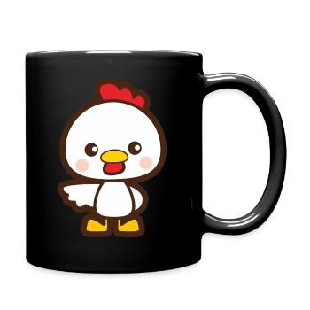 Comic-Huhn - Tasse einfarbig - Schwarz - Rechts