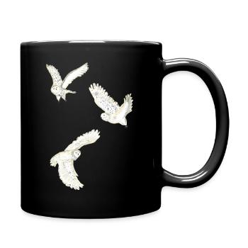 Fliegende Schneeeulen - Tasse einfarbig - Schwarz - Rechts