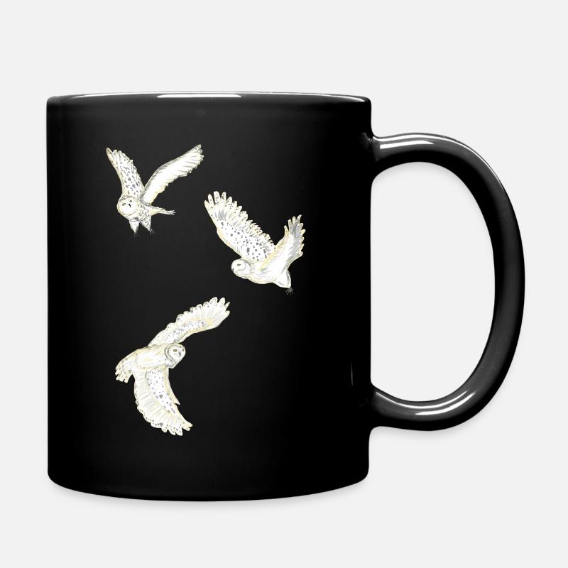 Fliegende Schneeeulen - Tasse einfarbig - Schwarz