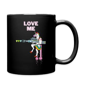 Love Me Unicorn - Tasse einfarbig - Schwarz - Rechts