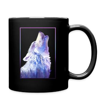 Heulender Wolf Berg - Tasse einfarbig - Schwarz - Rechts