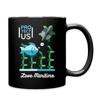 Tortues de mer et poissons, conservation de la nature - Mug uni - noir - Droite