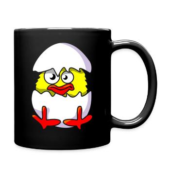 Küken und Schalen - Tasse einfarbig - Schwarz - Rechts