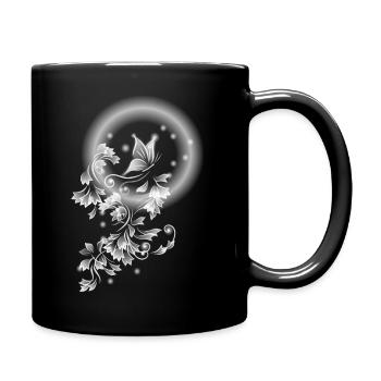 White Flowers and Butterfly Fantasy - Full Colour Mug - black - Right
