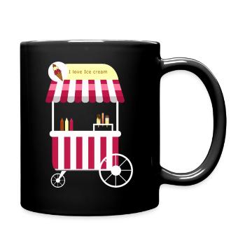 Eiswagen, Eismann, Eisdiele, Eiskrem, Eis, - Tasse einfarbig - Schwarz - Rechts