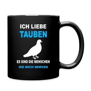 Taube Taubenzüchter Tauben Vogel Brieftaube lustig - Tasse einfarbig - Schwarz - Rechts