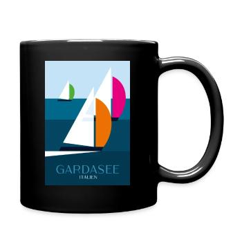 Gardasee Italien - Tasse einfarbig - Schwarz - Rechts