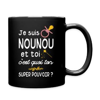 je suis nounou / humour nourrice - Mug uni - noir - Droite