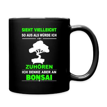 Bonsai Baum Japan Natur Bonsaibaum Pflanze Garten - Tasse einfarbig - Schwarz - Rechts
