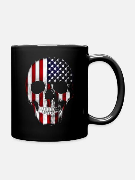 Skull America Flag - Full Colour Mug - black