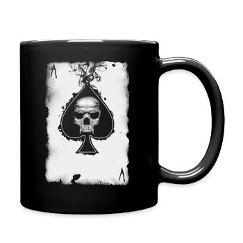 Pik Ass Totenkopf Casino Spielkarte - Tasse einfarbig - Schwarz - Rechts