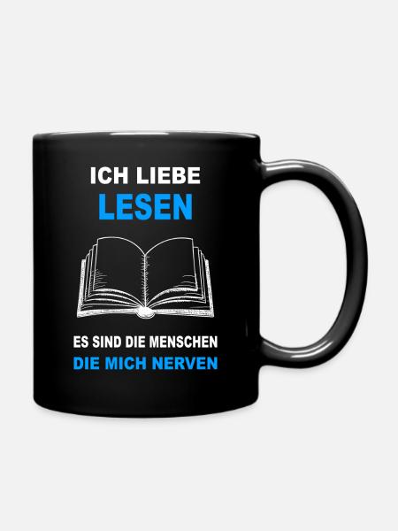 Buch Lesen Bücher Literatur Leser Leseratte Buch - Tasse einfarbig - Schwarz
