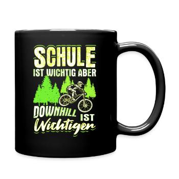 Downhill Kinder Geschenk MTB Fahrrad Mountainbiker - Tasse einfarbig - Schwarz - Rechts