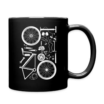 Fahrradteile - Fahrrad Radler Radfahrer Velo - Tasse einfarbig - Schwarz - Rechts