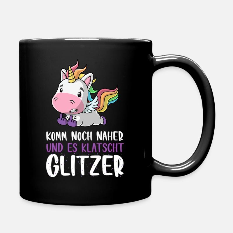 Noch näher es klatscht Glitzer Einhorn Geschenk - Tasse einfarbig - Schwarz