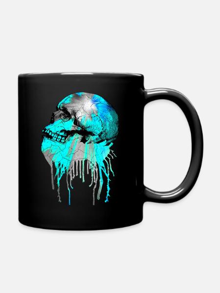 Skull Skull Grunge Style, Grunge Skull - Full Colour Mug - black