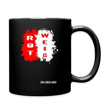 Rot Weiß - Ein Leben Lang Fußball Sport Geschenk - Tasse einfarbig - Schwarz - Rechts