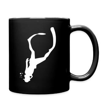 Taucher tauchen Apnoe Sporttaucher Wasser Meer - Tasse einfarbig - Schwarz - Rechts