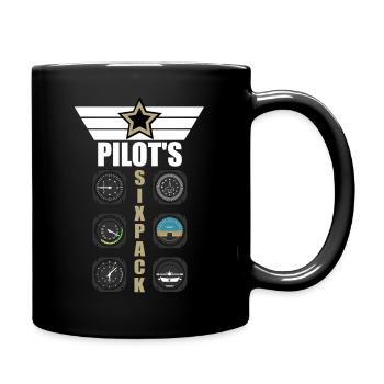 Piloten Geschenk Flugzeug Pilot Sixpack Spruch - Tasse einfarbig - Schwarz - Rechts