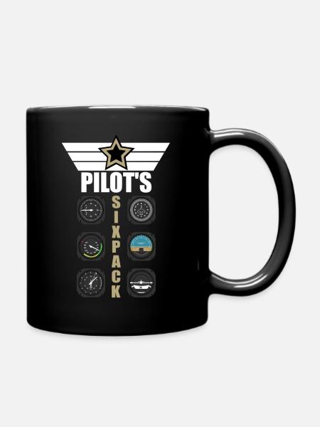 Piloten Geschenk Flugzeug Pilot Sixpack Spruch - Tasse einfarbig - Schwarz