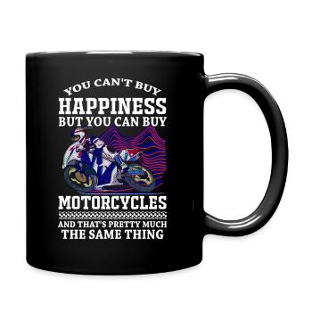 Motorrad Biker Glücklich Spruch Design - Tasse einfarbig - Schwarz - Rechts