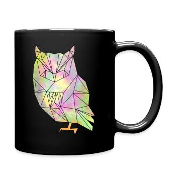 Kleine Origami Eule - Tasse einfarbig - Schwarz - Rechts