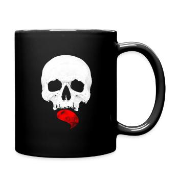 Schädel mit Zunge - Tasse einfarbig - Schwarz - Rechts