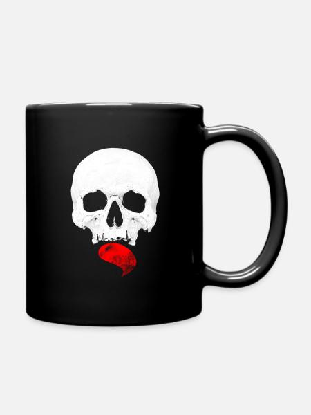 Schädel mit Zunge - Tasse einfarbig - Schwarz