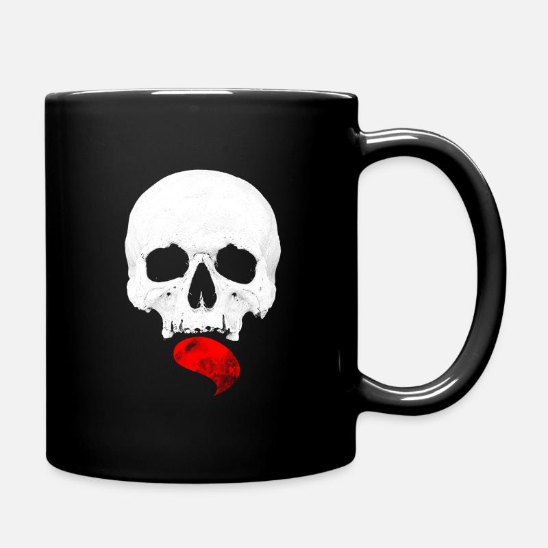 Schädel mit Zunge - Tasse einfarbig - Schwarz