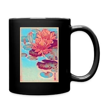 Water Lilies Japanese Art - Full Colour Mug - black - Right