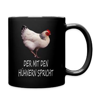 Der mit den Hühnern spricht | Sussex Huhn - Tasse einfarbig - Schwarz - Rechts
