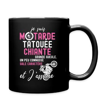 Moto femme citation Motard - Mug uni - noir - Droite