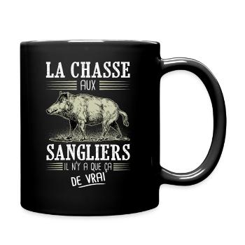 chasse sanglier humour chasseur - Mug uni - noir - Droite