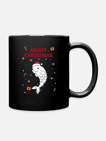 Beluga Wal fröhliche Weihnachten Winter Tiere Wale - Tasse einfarbig - Schwarz