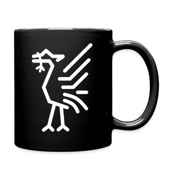 Simple Line Drawn Liver bird in White - Full Colour Mug - black - Right