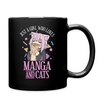 Manga Anime Kawaii Otaku Girl who loves Cats Japan - Tasse einfarbig - Schwarz - Rechts