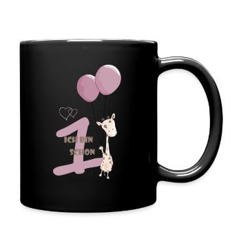 Kleine niedliche Baby Giraffe zum 1. Geburtstag - Tasse einfarbig - Schwarz - Rechts