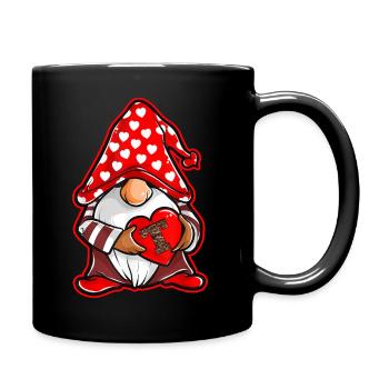 Valentinstag Gnome Love Holding Red Hear T - Tasse einfarbig - Schwarz - Rechts