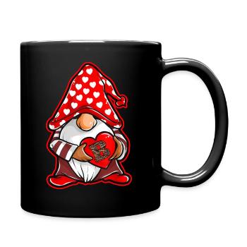 Valentinstag Gnome Love Holding Red Hear B - Tasse einfarbig - Schwarz - Rechts