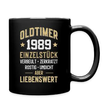LUSTIG 37. GEBURTSTAG OLDTIMER 1989 EINZELSTÜCK - Tasse einfarbig - Schwarz - Rechts