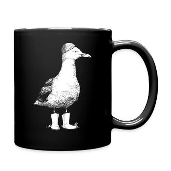 Seagull with rubber boots & cap North Sea Baltic Sea - Full Colour Mug - black - Right