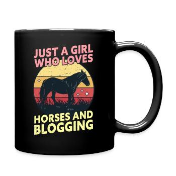 Juste une fille qui aime les chevaux et les blogs - Mug uni - noir - Droite