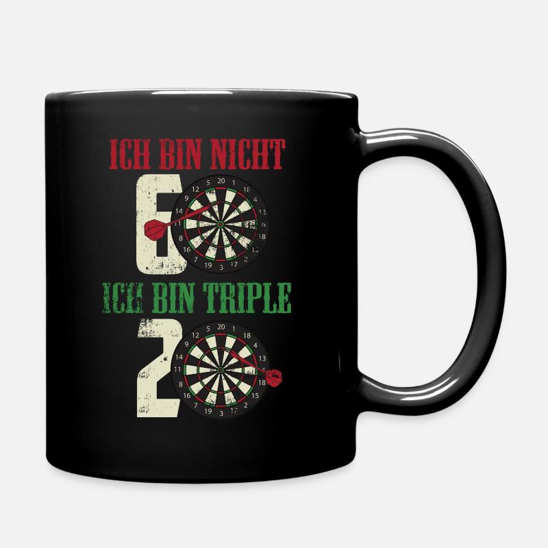 Geburtstag Dart ich bin nicht 60 ich bin triple 20 - Tasse einfarbig - Schwarz
