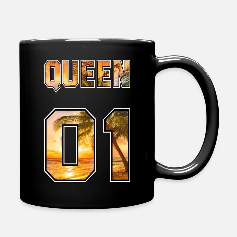 King Queen - Pärchenoutfit Sommer Strand - Tasse einfarbig - Schwarz