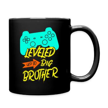 Leveled up to Big Brother großer Bruder - Full Colour Mug - black - Right