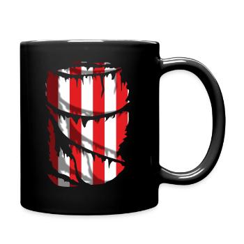 Rot-weiße Streifen für Fußballfans - Tasse einfarbig - Schwarz - Rechts