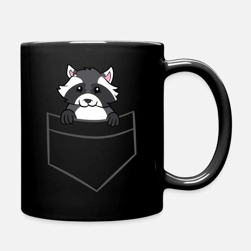 Waschbär - In Brusttasche / Hemdtasche - Tasse einfarbig - Schwarz